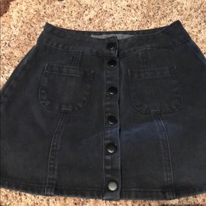 Black denim button down skirt
